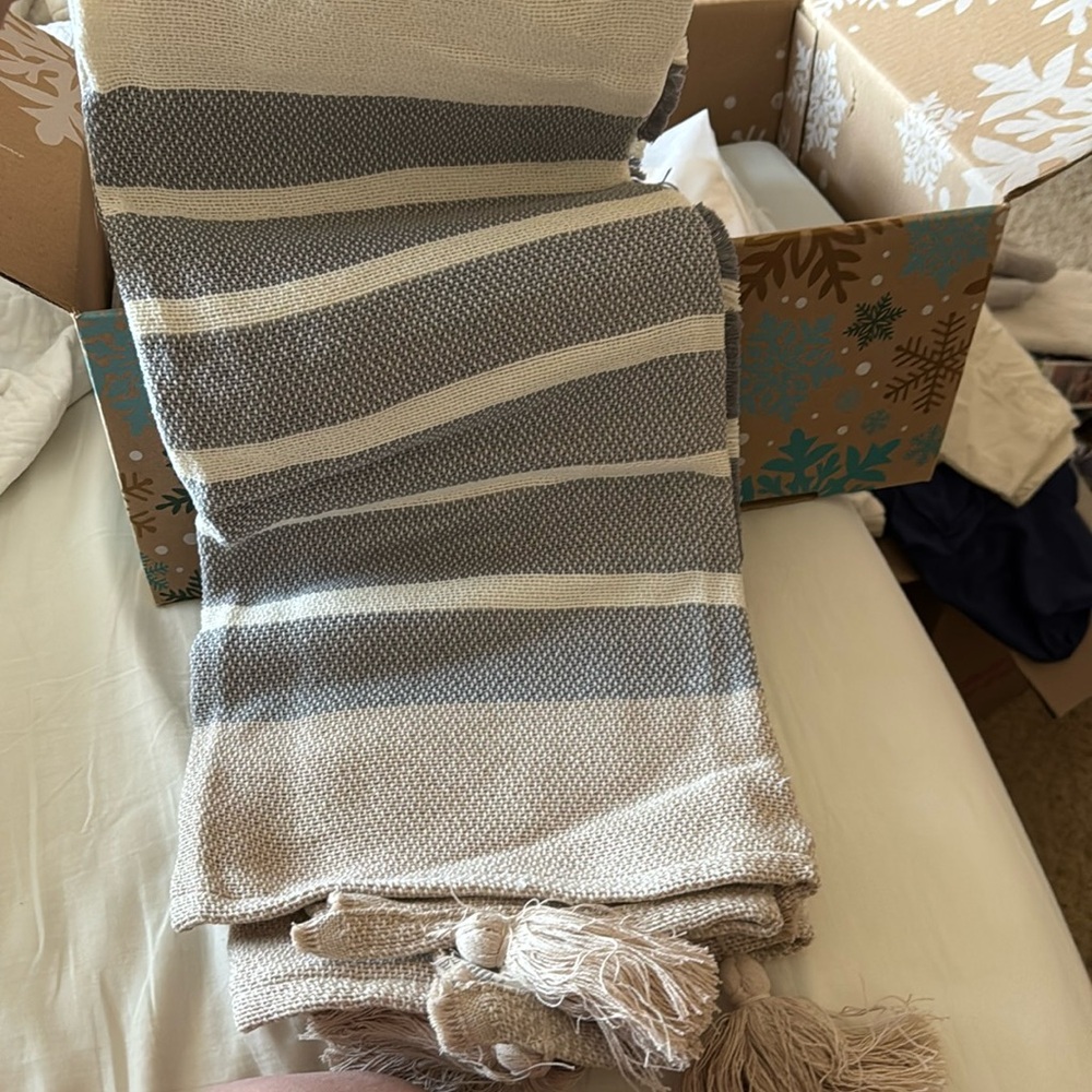 New-Imani throw in cream, grey and blush